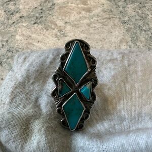 Turquoise Inlay Navajo Sterling Silver Ring
